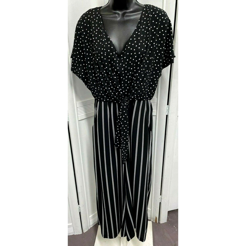 Luxology Black & White Short Sleeve Jumpsuit